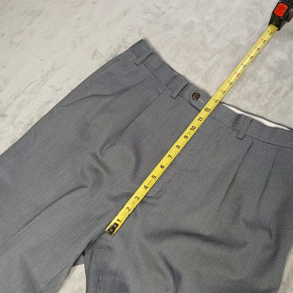 Lauren Ralph Lauren Dress Pants Mens 36x32 Gray Wool Checked Pleated Straight - Picture 7 of 10